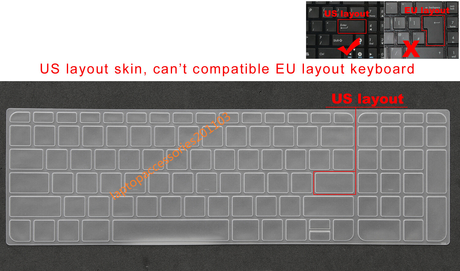 US Keyboard Skin Protector for HP 15 Series Laptops J, N, E, R, K, G, Q, F Models