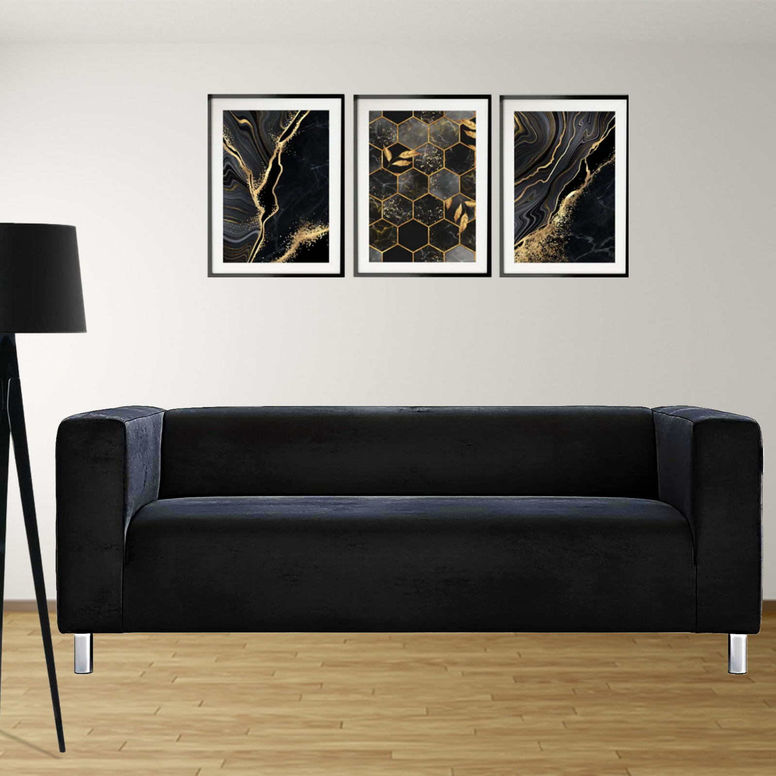 Two Seater Ikea KLIPPAN Sofa Quality Slipcover Replacement Cover Black Velvet