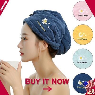 1X Lady Hair Wrap Head Towel Turbie Turban Twist Drying Cap Loop Button Hat gn