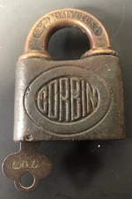 Vintage Brass Or Copper CORBIN Padlock with  key Lock