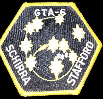 Vintage Gemini GTA-6 Mission Embroidered Patch Schirra & Stafford Hexagon Shape 