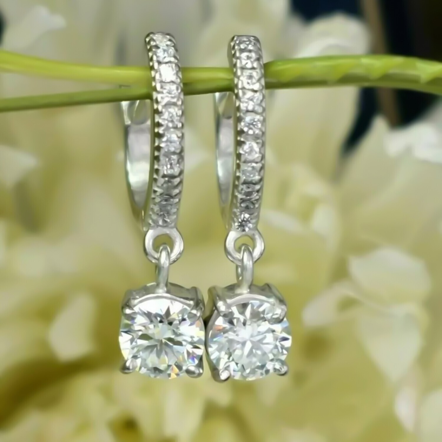 4.00 Ct Off-White Diamond Dangle Earrings 925 Silver – Summer Gift Pick