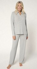Cuddl Duds Regular Soft Rib Lounge Set Size Large Gray A696245