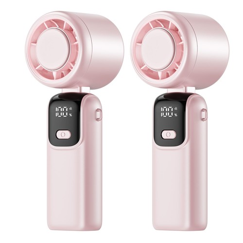 HappyGoo Portable Fan 2 Pcs, 5-Speed Turbo Mini Fan, Smart LED Display for
