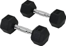 HOMCOM 2x5kg Rubber Dumbbell Sports Hex Weights Sets Gym Fitness Lifting Home