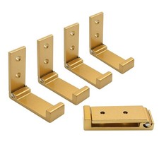 5 PCS Golden Folding Coat Hooks Aluminum Alloy Wall Mount Towel Bath Clothes