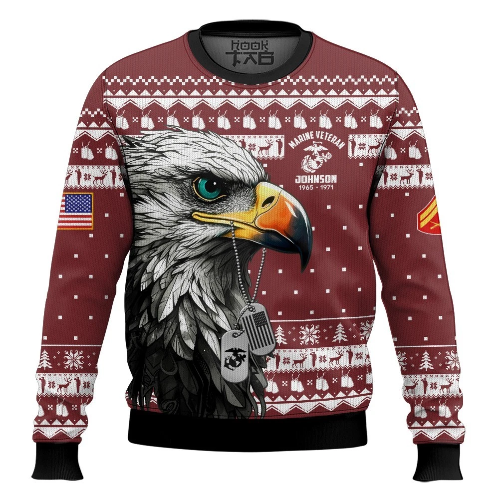 USMC Custom Name, Rank And Years Of Service Sweater - 3D Print Ugly Sweatshirt