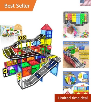 Magnetic Tiles - Road Set, Magnetic Building Blocks, Preschool Montessori Toy...