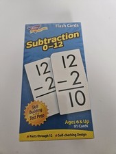 NEW Trend Subtraction Flash Cards 0-12, 91 Cards In Box, Ages 6 , SEALED