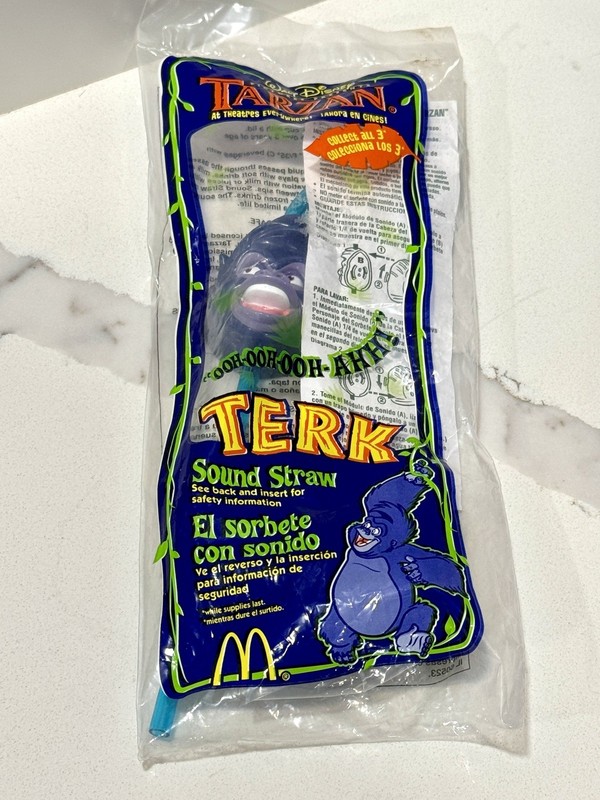 McDonald’s Tarzan Terk Sound Straw Sealed 1999 Disney Happy Meal Toy