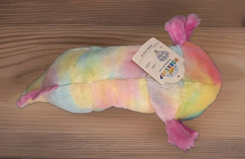 Retired Build A Bear Tie Dye Pastel Rainbow Axolotl 18” Soft Toy Plush - image 2 of 4