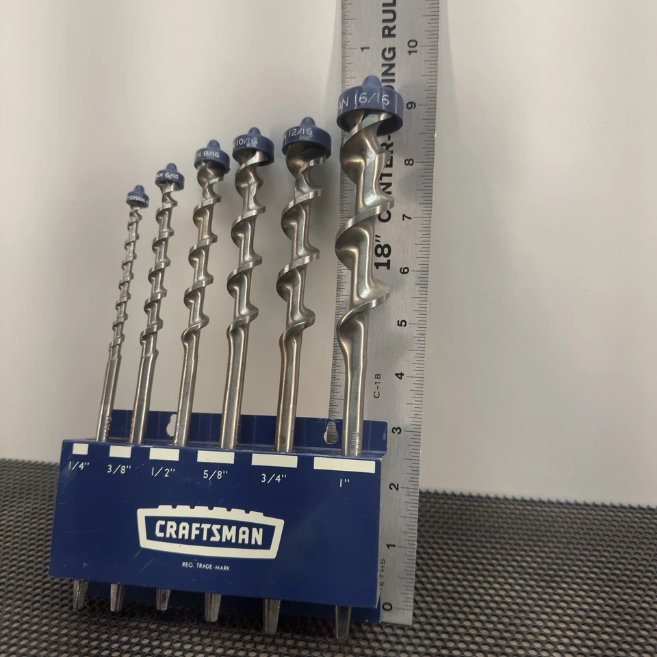 Juego de brocas de barrena vintage Craftsman 7 piezas con brocas para taladrar madera EE. UU. 1/4–1" Foto 3 de 4