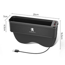 Car Seat Gap Organizer with 7-Color LED Storage Box for Peugeot Models
