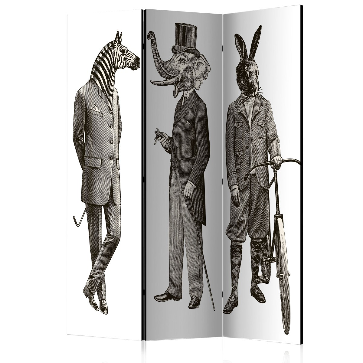 Paravent 3 volets Elegant Zoo 135x172cm en bois imprimé