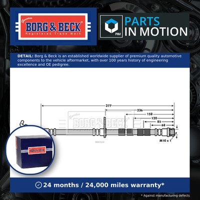 Brake Hose fits MAZDA 2 1.5 Front Left 07 to 15 Hydraulic B&B D65143990 Quality