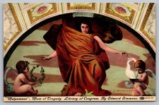 c1910 Melpomene Muse Of Tragedy Library of Congress Art Vintage Postcard