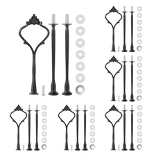 6 Sets 3 Tier Cake Stand Fittings Hardware Black Crown Tiered Tray Mold Kit