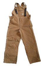 Carhartt Loose Fit Firm Duck Insulated Bib Overalls Size 40x32 R41 BRN