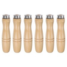 2X(6pcs Wooden File Handle Round Hole Ergonomic Handles with Metal Collar6298