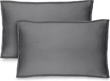 Premium 1800 Ultra-Soft Microfiber Queen Pillow Sham Covers - Set of 2, Grey