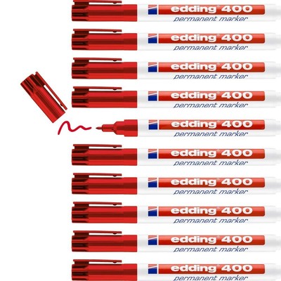 edding 400 permanent marker - red - 10 pens - fine round tip 1 mm - waterproof, 