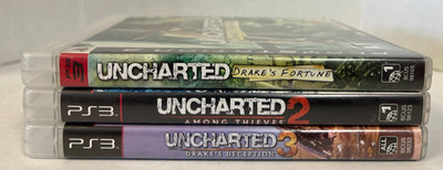 Lot of 3 Uncharted Drake's Fortune ~ Among Thieves ~ Drake's Deception PS3 USED
