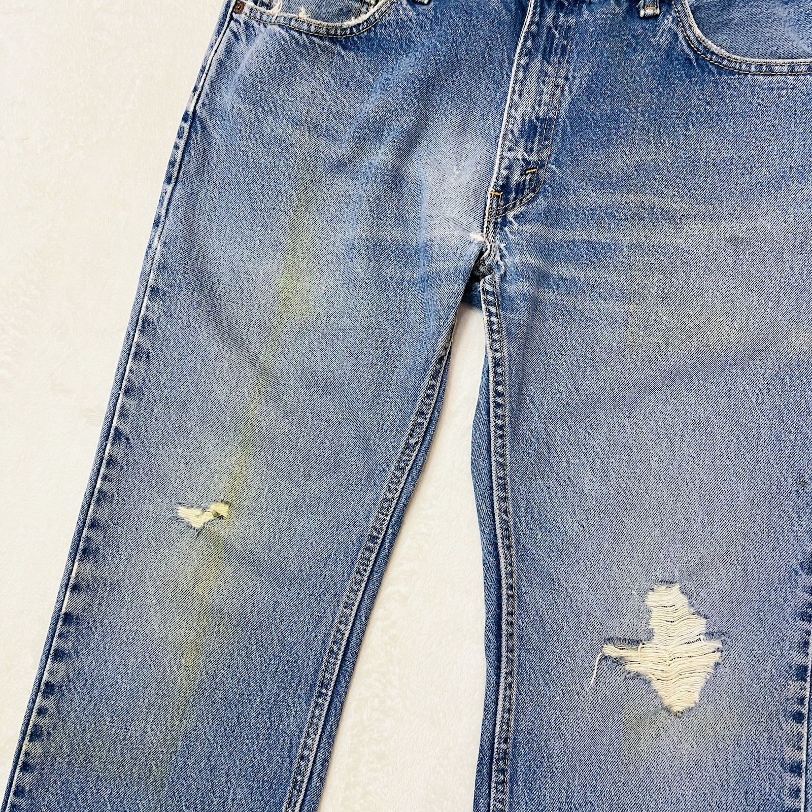 Rare Levi’s 505 2010 STRAIGHT FIT Jeans Mens 34x32 Blue Distressed Mexico READ image 3