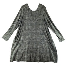 PACT Dress Womens Sz XXL Olive Black Abstract Jersey Knit A-line Stretch Pockets