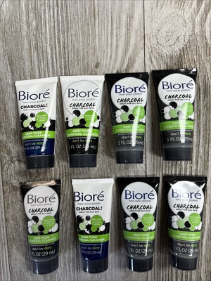 Biore' Charcoal Deep Pore Charcoal Cleanser Travel Size 1oz - Lot of 8