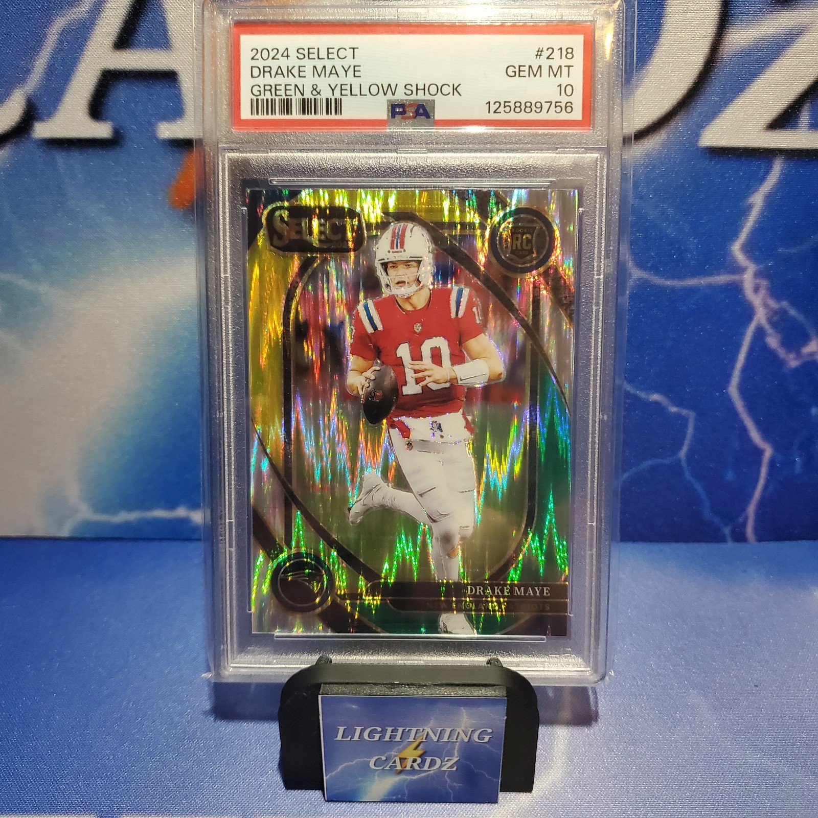 2024 Select Club Level Drake Maye #218 Green & Yellow Shock Prizm (RC) PSA 10