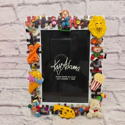 Vinateg Kay Adams Rare Picture Frame 5.5 x3.5 Handcrafted Puzzle Fun Characters
