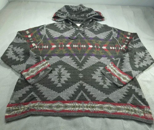 Ralph Lauren Denim Supply Hoodie Double Extra Large Gray Aztec Southwestern