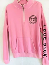 Victoria Secret Love PINK Cozy Perfect Half Zip sz S Logo Lounge Fleece women's
