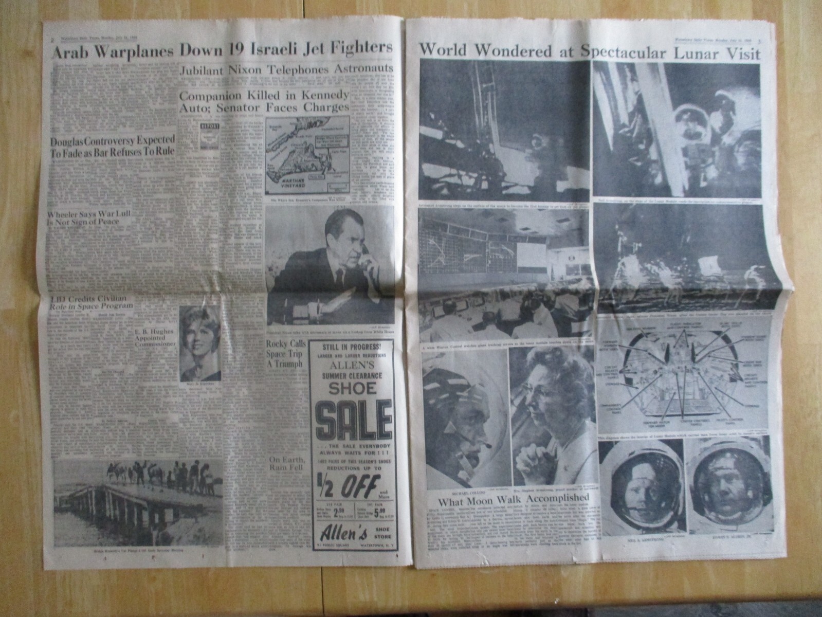 Watertown,NY Daily Times July 21. 1969 Walk On Moon Complete Newspaper