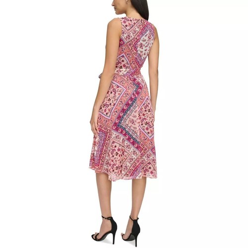 Jessica Howard Women's Printed Fit & Flare Dress Coral Multi Size 10 NWT - Picture 2 of 4