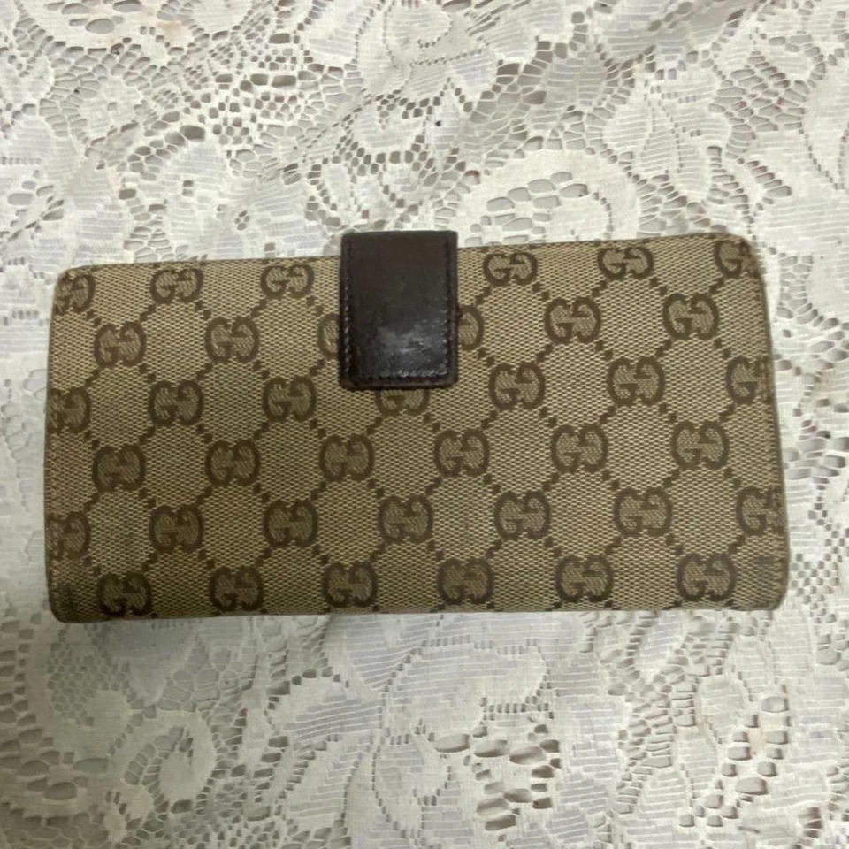 Authentic, Gucci Brown Canvas Long Bi-fold Wallet 7.5in x 4in - Image 3 of 4
