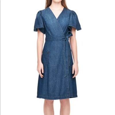 rebecca taylor la vie denim dress La Vie Rebecca Taylor drapey denim wrap dress s small