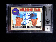 NOLAN RYAN 1968 ROOKIE SIGNED TOPPS 1968 RC CARD #177 BECKETT 10 GEM AUTOGRAPH