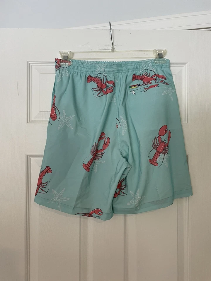 WEEKENDER SWIM TRUNKS MEN’S SIZE SMALL - teal with lobster print - Image 2 of 4