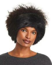 Surell women's Faux Fox Fur Black Headband / Scarf - one size