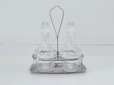Oliera vintage di vetro antico in acciaio inox Set olio aceto acetiera