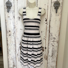 J. Crew Size 4 Woman's Black Ivory Striped Knit Sleeveless French City Dress