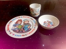 Vintage Raggedy Ann  Andy Kids 3pc Dish Set /ONEIDA /1970  s Plate, Bowl and Mug