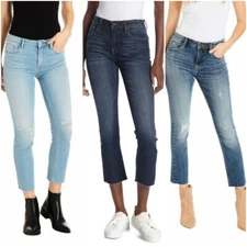 Women Vigoss Stevie Mid Rise STEVIE Crop Straight Raw Hem Jeans 4 colors 