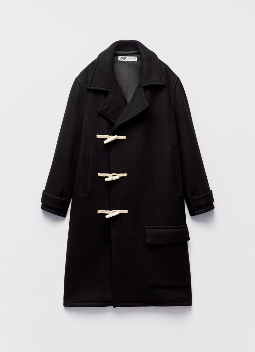 Zara black duffle coat store