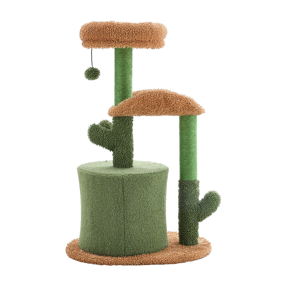 42-Inch Cactus Cat Tree With Scratching Posts - Multi-Level Cat Tower With Condo & Toys For Indoor Cats
