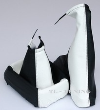 Schaltsack + Handbremssack passend für OPEL CALIBRA Bj. 90-97 Leder Weiß-Schwarz
