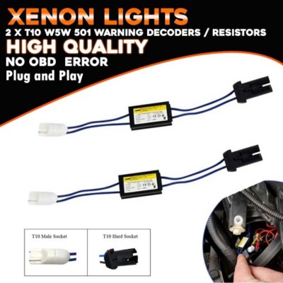 2 LED T10 501 ERROR CANCELLERS LOAD RESISTORS SIDE LIGHTS NUMBER PLATE NO ERROR