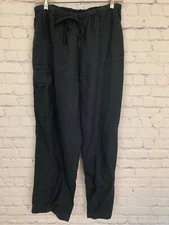 Kleen Sz M Black Cotton Linen Drawstring Pants Lagenlook