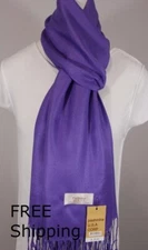 NEW Pashmina Women's Scarf Shawl Wrap Fashion Solid Purple cashmere silk 